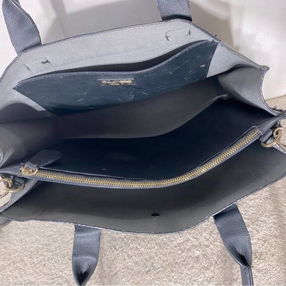 Aldo Black Faux Leather Square Tote Purse W Crossbody Strap - Picture 9 of 13